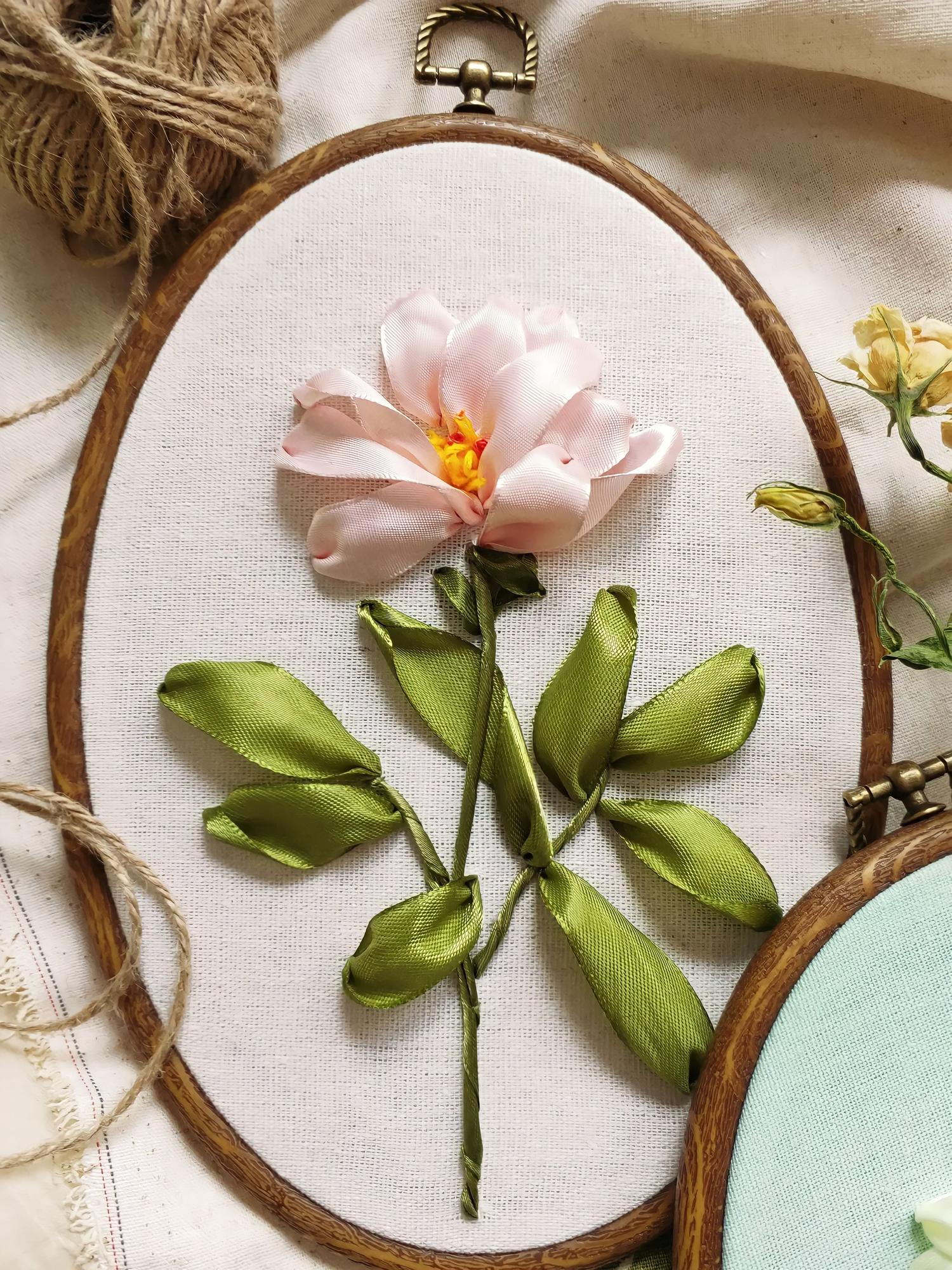 embroidered hoop with botanical motif