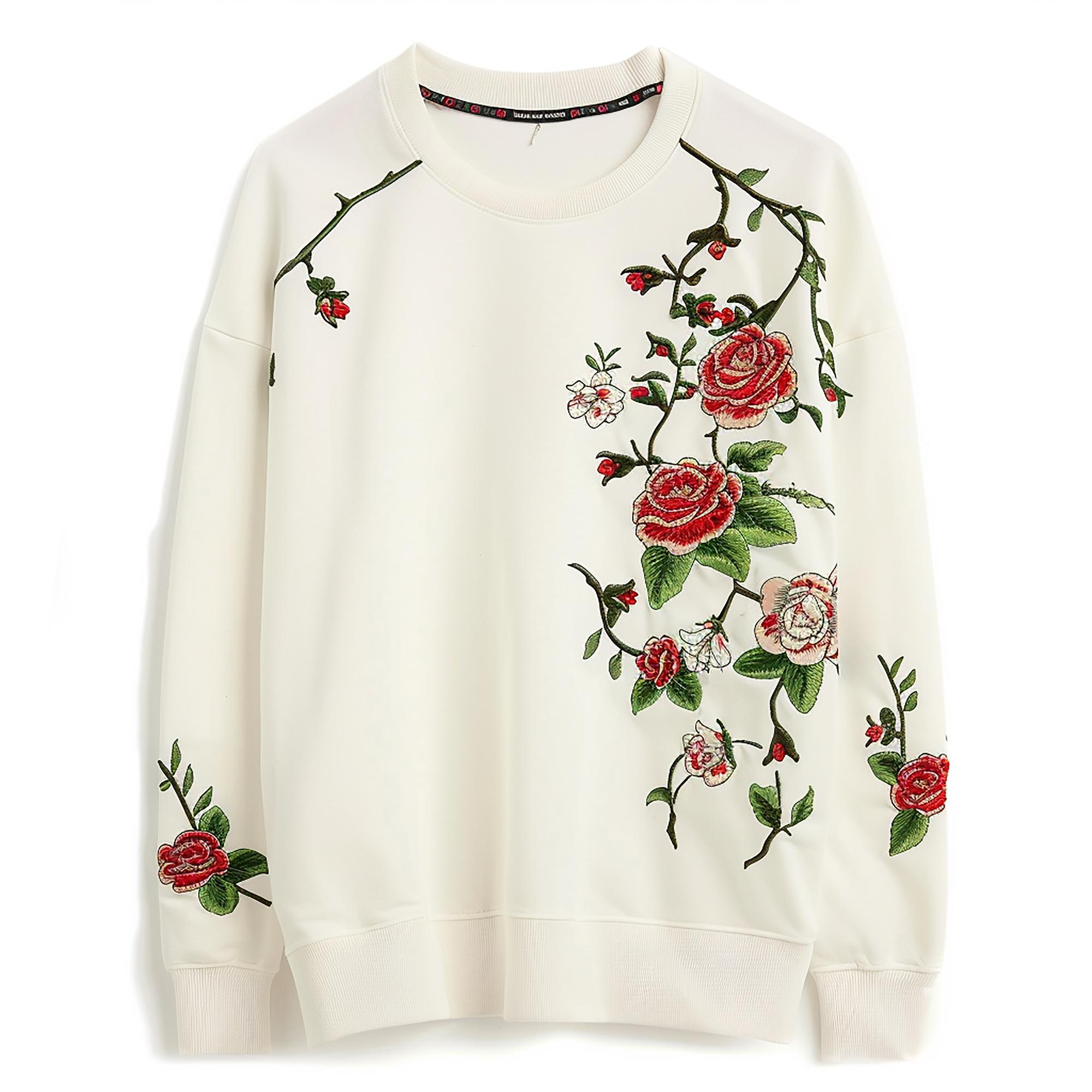 cotton tee with delicate embroidered floral motif